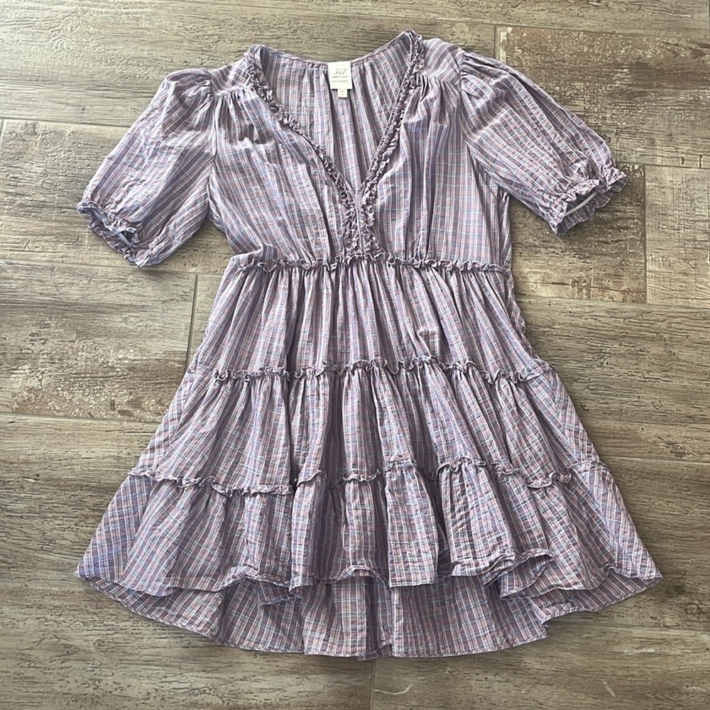 cinq a sept Lavender and Pink Striped Ruffle Mini Dress - Picture 3 of 11